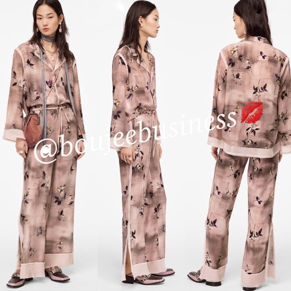 ZARA BNWT Limited Edition Floral Printed Shirt & Pants 2pc Coord Set Size M - Picture 1 of 11